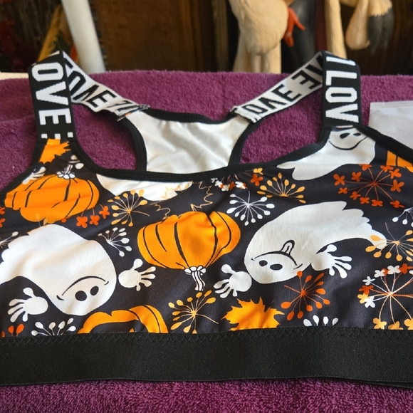 Temu Other - Halloween Themed Women's Sports Bra - Black and Orange